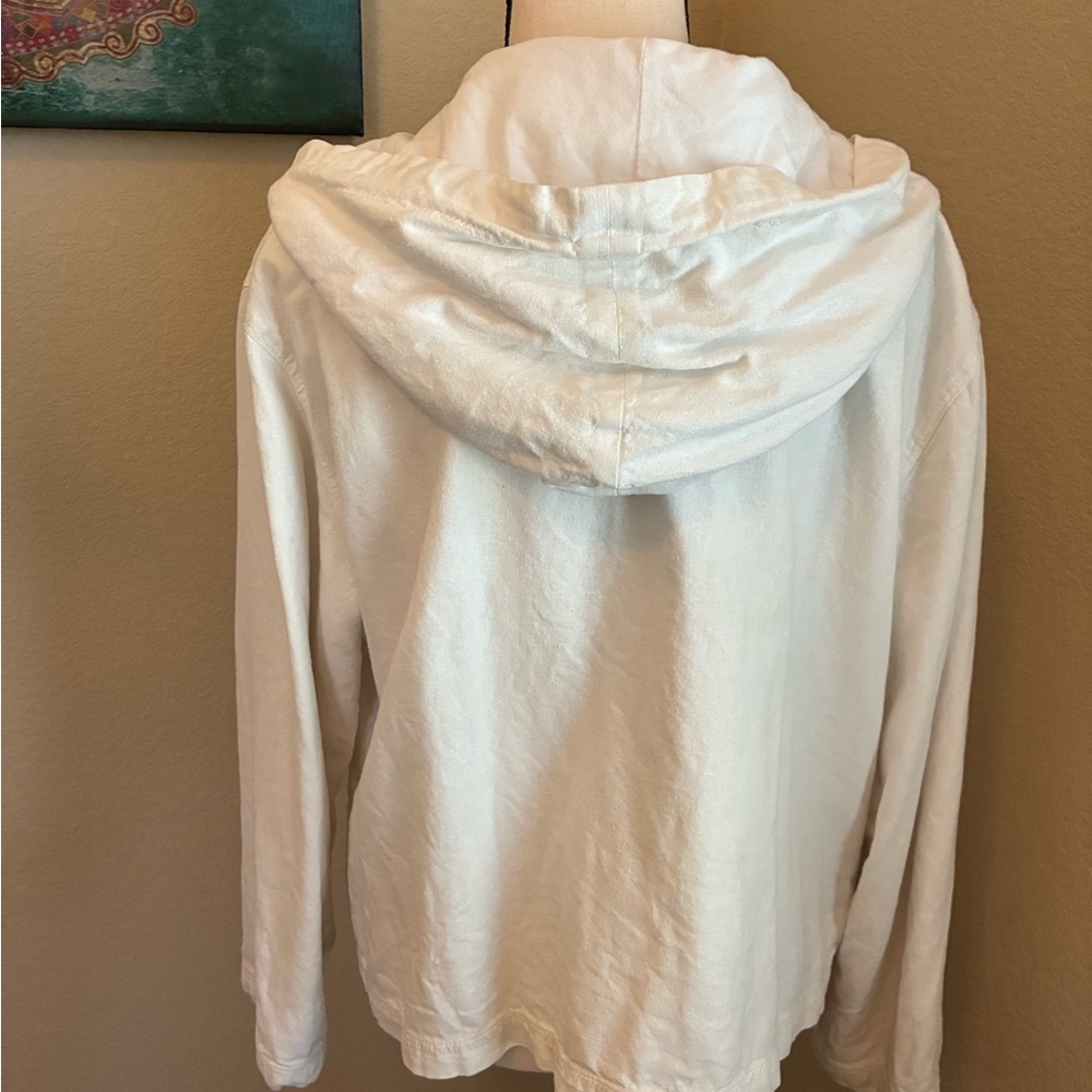 J.Jill white linen hooded jacket